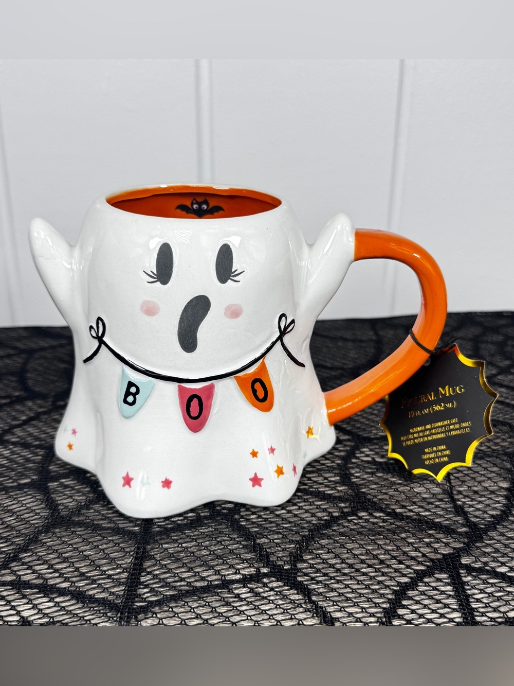 NEW Haunted Halloween Ghost with a BOO Banner Halloween Mug
